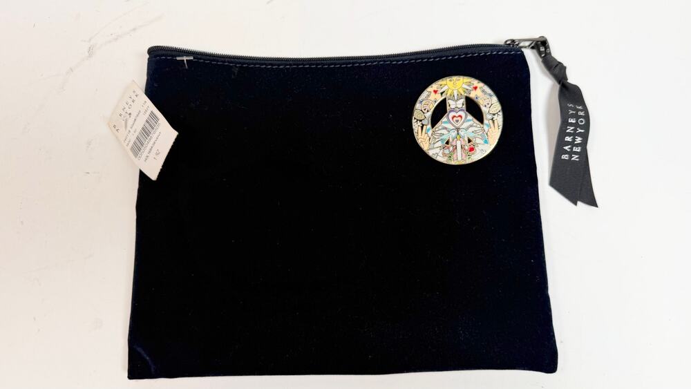 NWT Barney’s New York Peace Sign Velvet Cosmetic Bag